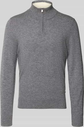 HUGO BOSS Regular Fit Troyer aus Schurwoll-Kaschmir-Mix Modell HEMARLO in Mittelgrau, Größe XXXL