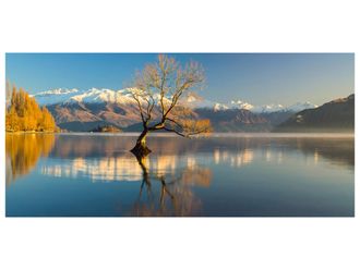 Schubiger M&ouml;bel Digitaldruck auf Glas Bergpanorama mit See