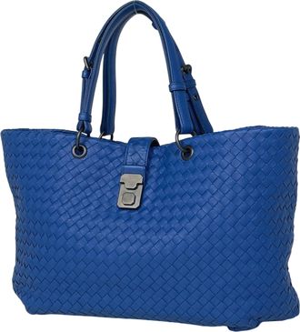 Bottega Veneta Blue Leather Handbag Tote Bag (Pre-Owned)