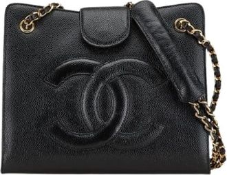 Chanel Pre-owned Shoulder Bags, female, Black, Size: ONE SIZE Pre-owned Vintage Leather Shoulder Bag
