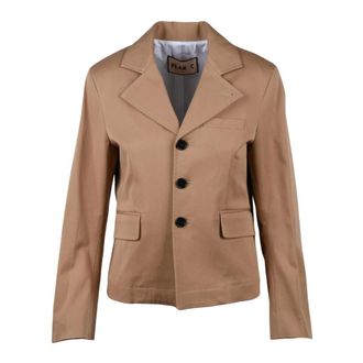 Plan C Plan C - Kort jasje - Dames - Jassen - Beige - Maat: S Katoen
