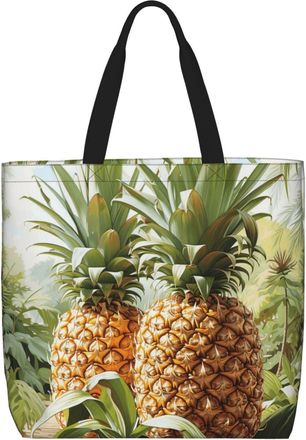 Generic Tropical Fruit Pineapple Shopper Bag Waterproof Shoulder Bag Large Capacity Grocery Bags For Daily Use Picnic Casual