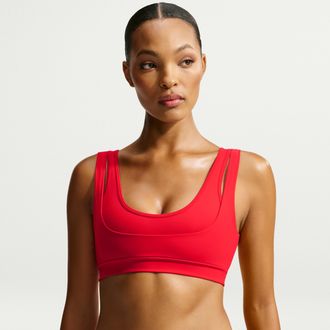 Nike Womens SKIMS Matte Double-Strap Scoop Bra in Red | IR5026-657