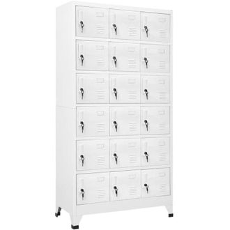 vidaXL Vidaxl - Armadietto a Chiave a 18 Scomparti in Metallo 90x40x180 cm