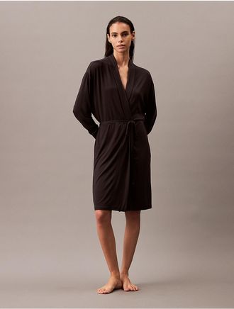 Calvin Klein Womens Ultra Light Modal Lounge Robe - Black - X-S