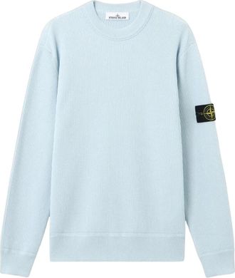 Stone Island Truien & Vesten, Heren, Blauw, S, Katoen, Geribbelde Zachte Katoenen Ronde Hals