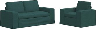 vidaXL Juego De Sof&aacute; 2 Uds. Verde Oscuro Tela Vidaxl