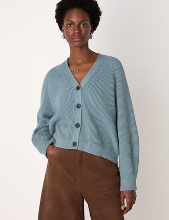 Whistles Cotton V-Neck Cardigan in Blue at Nordstrom, Size X-Small