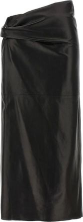 Alberta Ferretti Rokken, Dames, Zwart, S, Leer, Rok in plong&eacute; nappaleer