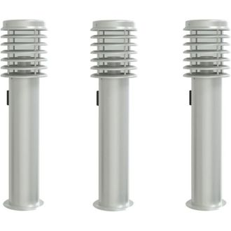 vidaXL L&aacute;mparas De Suelo Exterior Con Enchufe 3 Uds Acero Inox 60 Cm Vidaxl