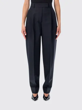 R&oacute;he Pantaloni wide leg a vita alta in lana vergine e mohair con pince