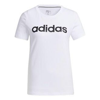 adidas (WMNS) adidas Essentials Linear T-Shirt Asia Sizing White Black GP7139