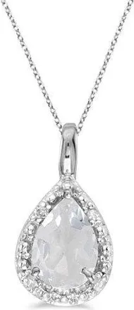 Allurez Pear Shaped Pendant Necklace in 0.85Ct, Topaz, White Gold at Nordstrom, Size 18
