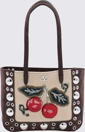 Valentino Garavani Borsa Nellcôte Valentino Garavani in camoscio con borchie e ricamo Cherryfic