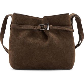 Mango Suede Buckle Shoulder Bag in Brown at Nordstrom