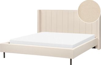 Beliani Cama Con Somier 180 X 200 Cm Moderna Tapizada Boucl&eacute; Base Listones Beige Villette