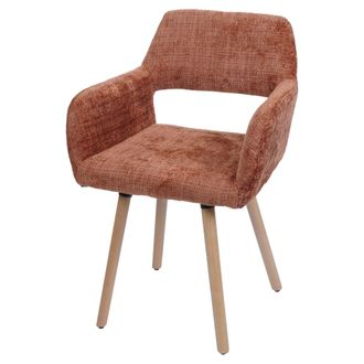 Hhg Nunca Usado] Silla De Comedor Hhg 867 Ii, Silla Silla De Cocina Silla Tapizada, Madera Tela/textil Chenilla (465g/m&sup2;) Mvg, Terracota