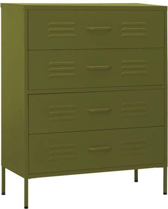 vidaXL Chest of Drawers Olive Green 80x35x101.5 cm Steel Vidaxl