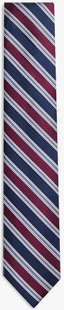 Tommy Hilfiger Mens Double Stripe Silk-Blend Tie - Brown