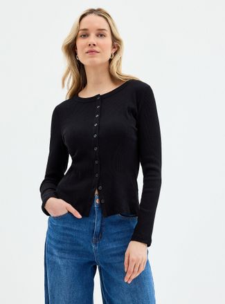 Contemporaine Womens Plain ribbed jersey cardigan