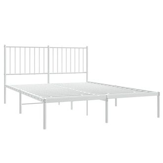 Berkfield Home Metal Bed Frame with Headboard White 140x200 cm