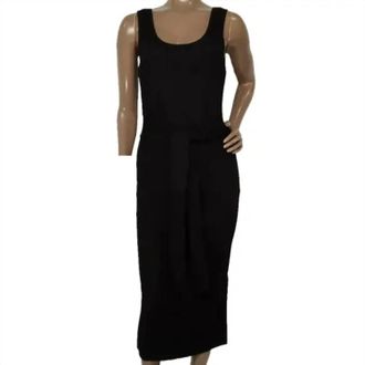 Toccin Womens Lucy Scoop Neck Tie Front Midi Tank Dress In Jet Black