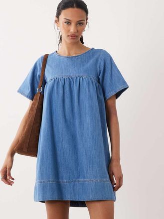 Asos Vestito corto stile babydoll in denim-Blu