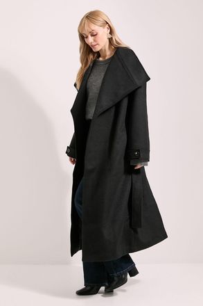 Wallis Womens Funnel Neck Kimono Sleeve Trench - Black - Size 14 UK