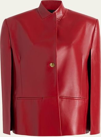 Khaite Dolso Single-Breasted Leather Cape Jacket