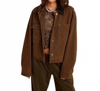 Elan Dust Rider Cropped Barn Jacket In Brown