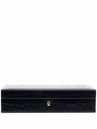 Aspinal of London crocodile-effect watch box - men - Calf Leather - OS - Black