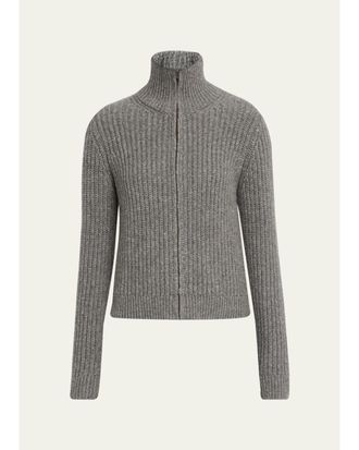 Nili Lotan Arlen Funnel-Neck Wool-Blend Knit Cardigan