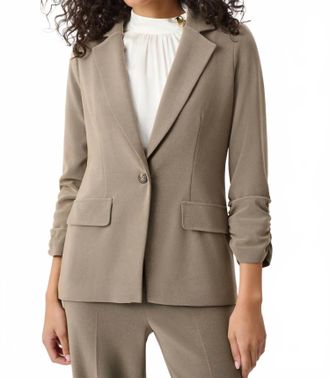 Joseph Ribkoff Melange Silky Knit Straight Blazer In Taupe