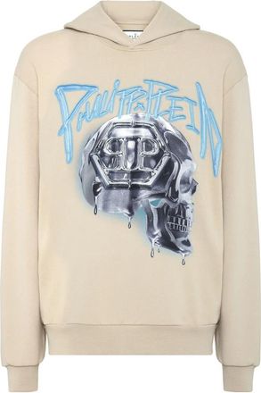 Philipp Plein Hoodie Sweatshirt Skull - Heren - Hoodies - Beige - 2XL - Katoen - Hoodies & sweatvesten