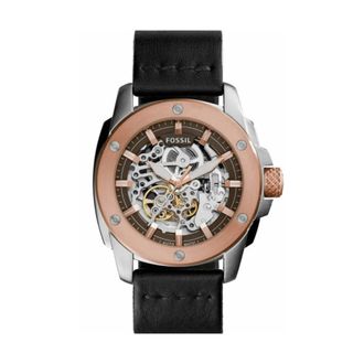 Fossil Accessoires, Heren, Grijs, ONE Size, Leer, Modern Machine Automatisch Horloge