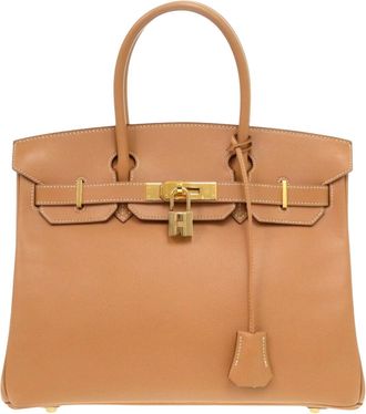 Herm&egrave;s Herm&egrave;s Caramel/White Stitch Birkin 30