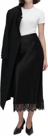 Favorite Daughter Lacy Favorite Satin Midi Skirt In Black