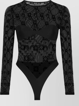 Marine Serre sheer moonogram bodysuit round neck design