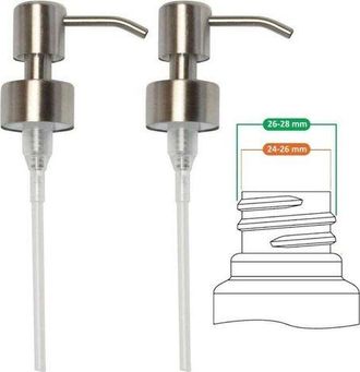 OEM Bomba De Repuesto Para Dispensador De Jab&oacute;n L&iacute;quido - Acero Inoxidable, Acabado Cepillado, 2 Piezas - 28 Mm