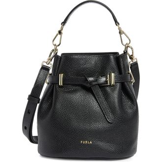 Furla Aura Mini Drawstring Leather Bucket Bag in Nero at Nordstrom Rack