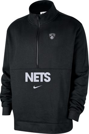 Nike Brooklyn Nets Club Courtside Nike Mens NBA 1/2-Zip Top in Black | FZ7706-010
