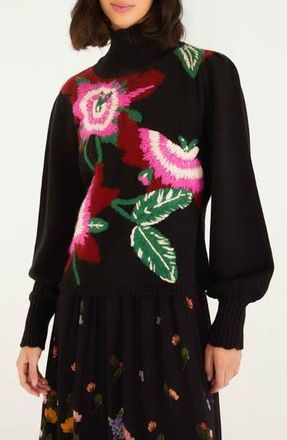 Farm Rio Colorful Flower Turtleneck Sweater in Bold Colorful Flower at Nordstrom Rack, Size Xx-Small