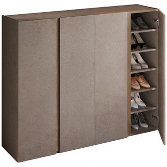 Dmora Credenza Nebbiuno, Madia 10 Ripiani, Apertura Battente Made in Italy, 4 Ante, 140x35x111h cm Marrone Bronzo