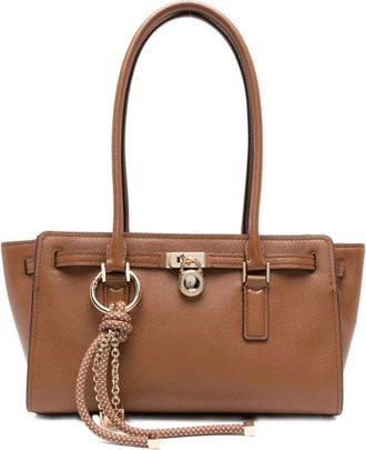 Michael Kors Tassen, Dames, Bruin, ONE Size, Leer, Bruine Leren Shopper Tas