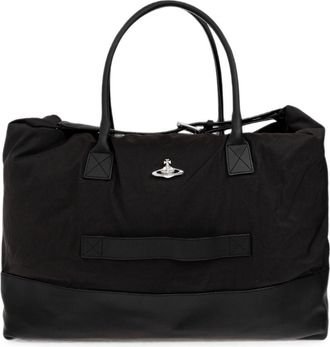 Vivienne Westwood Spacious Black Duffle Bag with Leather Base