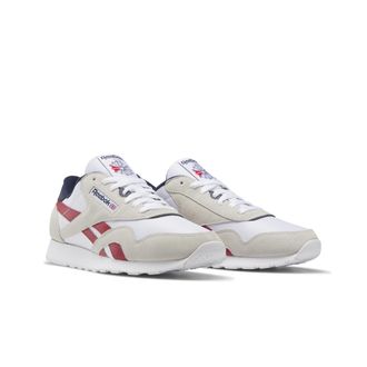 Reebok Mens Classic Nylon Sneakers, White/Flash Red/Vector Navy, 5.5 UK