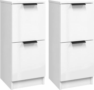 vidaXL Vidaxl - Sideboards 2 pcs High Gloss White 30x30x70 cm Engineered Wood