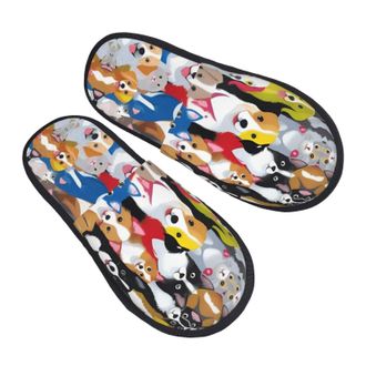 Generic Fluffy Slippers Colourful Cartoon Horses Printing Furry Slippers Casual Warm House Slipper For Guest Travel Party L
