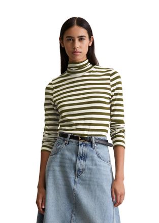 Marc O'Polo Denim Rollkragenshirt MARC OPOLO DENIM, Damen, Gr. M, dunkelgr&uuml;n, Jersey, Obermaterial: 100% Baumwolle, geringelt, slim fit, Shirts Rollkragenshirt, Langarm