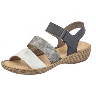 Rieker Womens Low Wedge Sandal In White Combo